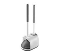 Eyliden Toilet Plunger and Brush, 2 in 1 Toilet Bowl Brush Plunger Set with Holder, Bathroom Cleaning Tools Combo with Caddy Stand (White)