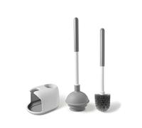Eyliden Toilet Plunger & Brush Set, 3-Step Suction Cup, Compact Caddy