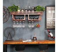 EYLINK Wall-mounted Wine Racks,Wine Rack Wall Mounted,Wall Wine Rack,Metal Wall Mounted Wine Display Rack,Large Capacity Wall Mounted Wine Racks,With A Metal Glass Holder And Multi-Purpose Storage