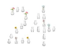 EylKoi Clear Glass Bud Vase Cute Mini Vases 24Pcs Flowers Vintage Small Glass Tiny in bulk Different Shape Modern Set Lovely for Decor Table Wedding Home Table Centerpieces Dinning Party