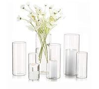 EylKoi Glass Hurricane Candle Holder - Cylinder Vases for Centerpieces 2Sets(3Pcs/Set) Hurricane Floating Candle Holder, Glass Vases for Flowers, Decorative for Home Wedding, 15+20+25cm (High)