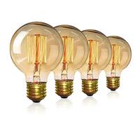 EYLM Vintage Edison Light Bulbs, Dimmable Screw Edison Bulbs Globe Bulbs Retro Filament Lamp Warm Light 40w G80 E27 220V-4Pack