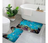 EYLOZS Bathroom Set, Rugs Sets 2 Piece,Anti-Slip, Fishes and coral underwater life tropical sea,Absorbent Bath Mat for Tub, Shower, Room, Kitchen