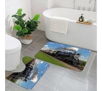 EYLOZS Bathroom Set, Rugs Sets 2 Piece,Anti-Slip, historic steam train passes through the fields,Absorbent Bath Mat for Tub, Shower, Room, Kitchen
