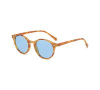 EYLRIM Classic Polarized Round Sunglasses for Women Men Vintage Lightweight Circle Frame Sunglasses (Leopard/Blue)