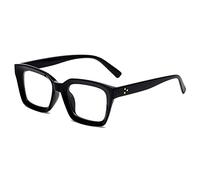 EYLRIM Classic Thick Square Frame Clear Lens Glasses for Women Men Non Prescription Eyeglasses, A1 Bright Black, M
