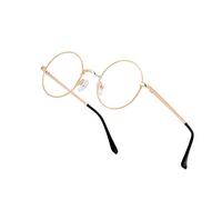 Eylrim Round Blue Light Blocking Glasses for Women Men Circle Clear Lens Metal Frame Eyeglasses Non Prescription, A1 Gold, S