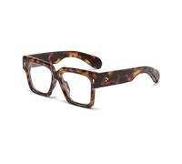 EYLRIM Square Frame Glasses for Women Men Fashion Thick Frame Blue Light Glasses Non Prescription Eyeglasses, Leopard, M
