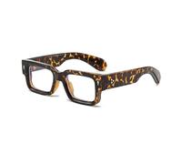 EYLRIM Square Thick Frame Glasses for Women Men Chunky Rectangle Blue Light Glasses Non Prescription Eyeglasses, Leopard, M