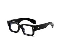 EYLRIM Square Thick Frame Glasses for Women Men Chunky Rectangle Blue Light Glasses Non Prescription Eyeglasses, Black, Medium