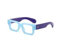 EYLRIM Square Thick Frame Glasses for Women Men Chunky Rectangle Blue Light Glasses Non Prescription Eyeglasses, Blue, M