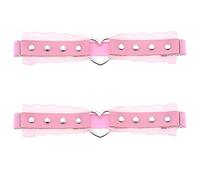 eYLun Women Girl Leather Heart Garters Leg Ring Belt Punk Studded Lace Elastic Thigh Ring Garters Adjustable, Pink, One Size