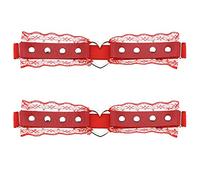 eYLun Women Girl Leather Heart Garters Leg Ring Belt Punk Studded Lace Elastic Thigh Ring Garters Adjustable, Red, One Size