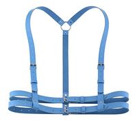 eYLun Women Leather Harness Punk Body Waist Belt - Adjustable Goth Waist Straps, Blue, One Size