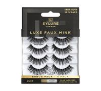 Eylure Luxe Faux Mink False Lashes - Regal 4 Pairs Bonus Pack | Glue Included | 10 Wears