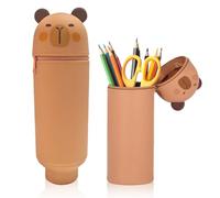 Eymobad Capybara Kawaii Silicone Pencil Case, 2-in-1 Soft Silicone Bag, Cartoon Pencil Case with Zip, Animal Pencil Case, for School, Home, Office Supplies