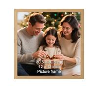 EYMPEU 12x12 Photo Frame, Display Square Picture Frame, Wood Color 30x30cm Picture Frame with Stand for Tabletop or Wall Hanging - Single
