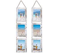 EYMPEU 6x4 Photo Frames with Twine Set of 2, Triple Vertical Birch-Colored Picture Frame 6x4 for Hanging in Living Room, Bedroom, Office