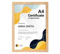 EYMPEU A4 Picture Frame, Natural Wood Color A4 Photo Frames with Stand for Certificates, Posters, Artwork on a Wall or Desktop- Single