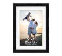 EYMPEU Black Photo frame, 6x4 with Mat or 7x5 Without Mat, 7x5 with Stand for Tabletop or Wall Hanging - Single