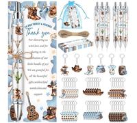 EYNDYN 145 Pieces Cowboy Baby Shower Gifts for Guest A Little Cowboy is On the Way Ballpoint Pens and Keychains Favors Bulk Retractable Baby Shower Pens Gender Reveal Greeting Cards Souvenirs Prizes