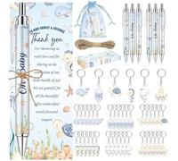 EYNDYN 145 Pieces Ocean Baby Shower Favors for Guest Under the Sea Ballpoint Pens and Keychains Gifts Bulk Retractable Baby Shower Pens Gender Reveal Greeting Cards Souvenirs Prizes