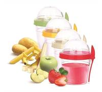 EYNEL 4 Pack 17 oz Small Breakfast On The Go Yogurt Parfait Cups, Reusable Plastic Containers with Lids and Spoons, Perfect Jars for Overnight Oats Cereal Granola Oatmeal (4 Colors - Set 2)