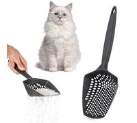 EYNEL Set of 1 Cat Litter Scoop with Small Holes, Deep Sifting Shovel for Fine Litter, Reptile Terrarium Sand & Rabbit Pooper Lifter, Hanging Handle Poop Scooper (Black, Set of 1)