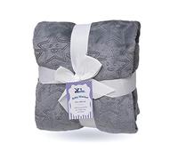 eYone Baby Blanket 75×100 cm - Soft Embossed Fleece - Star Pattern - Lightweight Baby Blanket - Pram, Cot & Stroller - Unisex Gift - Dark Grey