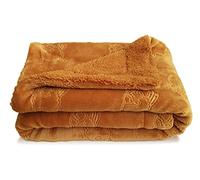 eYone Baby Blanket 75×100 cm - Soft Fleece & Sherpa - Sheep Embossed Pattern - Warm Double-Layer Baby Blanket - Pram, Cot & Stroller - Neutral Gift - Brown