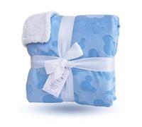 eYone Baby Blanket 80×110 cm - Soft Fleece & Sherpa - Newborn Boy Blanket for Pram, Cot, Stroller & Nursery - Blue Gift