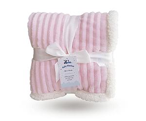 eYone Baby Blanket 80×110 cm - Soft Fleece & Sherpa - Pram, Cot & Stroller - Baby Girl Gift Blanket - Pink