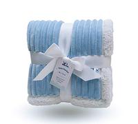 eYone Baby Blanket 80×110 cm - Soft Fleece & Sherpa - Pram, Cot & Stroller - Newborn Gift for Boys - Blue