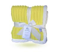 eYone Baby Blanket 80×110 cm - Soft Fleece & Sherpa - Pram, Cot & Stroller - Unisex Baby Gift - Yellow