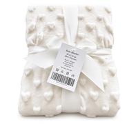 eYone Boy or Girl Large Baby Sherpa Fleece Blanket for Nursery Cot, Car Seat, Pram, Off White (80 * 110 cm)