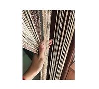 Eyotool 1x2 M Door String Curtain Rare Flat Thread Fringe Window Panel Room Divider Cute Strip Tassel for Wedding Coffee House Restaurant Parts (Coffee & Champagne)
