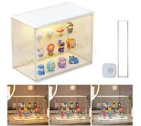 eYotto 1 PACK Acrylic Display Case with Sensor Light for Collectibles, Clear Stackable Box with 3 Light Colors (Warm/Natural/Cool White) & 3 Modes, Magnetic Door for Figures