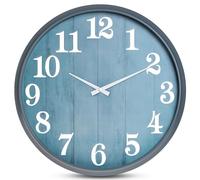 eYotto 18inch Garden Clock Outdoor Waterproof, 46cm Silent Oversized Indoor Large Wall Clock Battery Operated for Patio Pool Living Room Office Decorative(Morden)