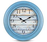 eYotto 18inch Garden Clock Outdoor Waterproof Large Wall Clock with Thermometer & Hygrometer, Battery-Operated Silent Non-Ticking for Patio, Pool, Bathroom, Garden, Beach House Decorative, Oversized
