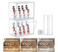 eYotto 2 PACK Acrylic Display Case with Sensor Light for Collectibles, Clear Stackable Box with 3 Light Colors (Warm/Natural/Cool White) & 3 Modes, Magnetic Door for Figures