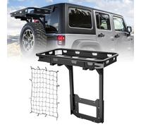EYOUHZ for Wrangler JK Spare Tire Cargo Rack Rear Luggage Basket on OE Tailgate Compatible with 2007-2018 Jeep Wrangler JK & JKU 2/4 Doors, Cargo Carrier Back Storage Holder Stand Exterior Shelf Tray
