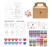 Eyoulife 10 Pack Kids Wedding Activity Packs with Gift Box, Children's Wedding Colouring Books, Crayons, Heart Erasers & Sharpeners, Keepsake Party Favours Table Games Set(German Style)