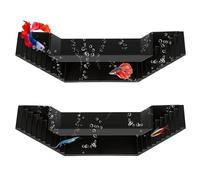Eyoulife 2 Piece Set Aquarium Underground Tunnel Cave Plastic Fish Tank Hideout Cave Fish and Shrimp Viewing Under Gravel Tunnel Decor for Aquarium Lover(black-2-Style 1)
