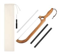 Eyoulife Bread Bow Cutter with Acacia Wood Handle and 2 Serrated Blades | Clean Slices for Homemade Loaves, Reversible Left- or Right-Handed Set-Up, Spare Blade, Guards and Storage Bag