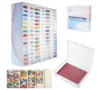Eyoulife Diamond Storage Organiser Trays with Lids, 2-in-1 Stackable Craft Bead Storage Containers with Funnel Slide Lock for Adult DIY Art Accessories, 455 Labels Included(45 Slots)