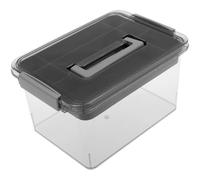 Eyoulife First Aid Storage Box with Lid and Handle - 11.5L Large Capacity Medicine Storage Box with 2 Upper and Lower Compartments - Transparent Pill Box for Home Car School Gym (Transparent Gray)