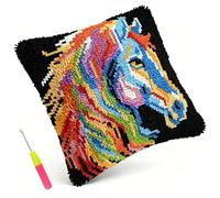 Eyoulife Latch Hook Pillow Kit, Horse Design, 17 x 17 in, DIY Craft