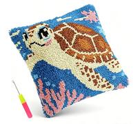 Eyoulife Latch Hook Pillow Kit, Turtle Design, 17 x 17 in, DIY Craft