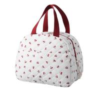 Eyoulife Lunch Bag, Cotton Compact Lunch Box Bag, Good Heat Insulation Meal Bag with Double Zipper, Cute Girls Ladies Lunch Bags for Work School Picnic Travel Beach Gifts for Women (Cherry Print)