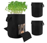 Eyoulife Potato Grow Bags 3 Pack - 15 Gallon Potato Growing Sacks for Vegetables Strawberry Carrot Tomato Plant - Foldable Felt Growing Bags with Side Handle & Double Window for Heavy Compost
